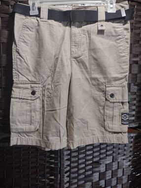 Sean White Khaki Belted Cargo Shorts Boys L (14) New